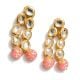Handcrafted Classic Kundan Cascade Earrings with Pink Bead Drops